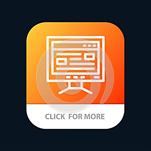 Computer, Online, Study, Education Mobile App Button. Android and IOS Line Version