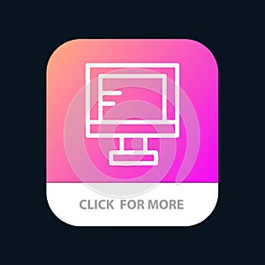 Computer, Online, Study, School Mobile App Button. Android and IOS Line Version