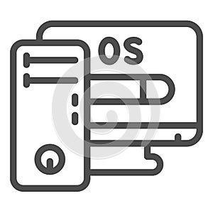 Computer and operating system line icon, pcrepair concept, operating system vector sign on white background, system