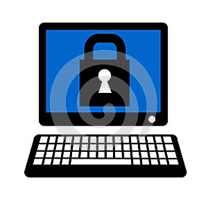 Computer with padlock icon