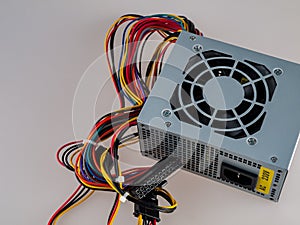 Computer part for system unit assembly, power supply for computer close-up, choice of quiet silent reliable power