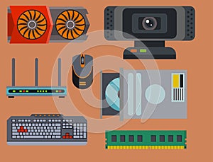 Computer parts network component accessories various electronics devices