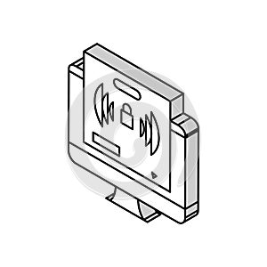 computer password hacking isometric icon vector illustration