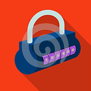 Computer password icon in flat style on white background. Hackers and hacking symbol stock vector illustration.