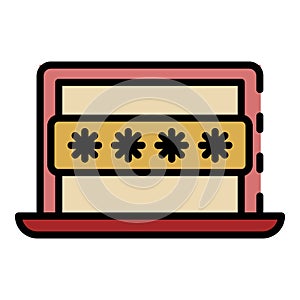 Computer password icon color outline vector