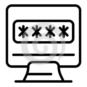 Computer password icon outline vector. System lock