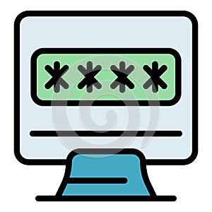 Computer password icon vector flat