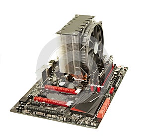 Computer PC motherboard isolated with cooler