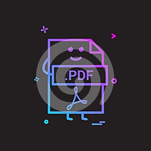 Computer pdf file format type icon vector design