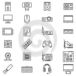 Computer Peripheral and Accessories Elements Icon Set