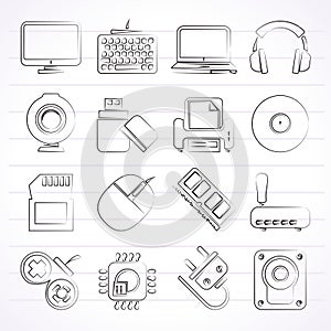 Computer peripherals and accessories icons