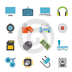 Computer peripherals and accessories icons photo