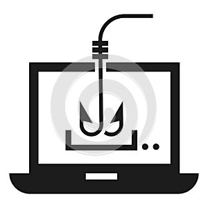Computer phishing icon, simple style