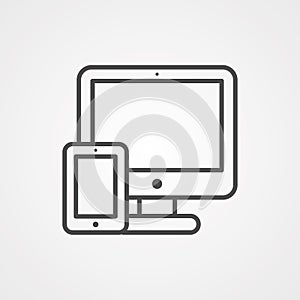 Computer and phone vector icon sign symbol photo