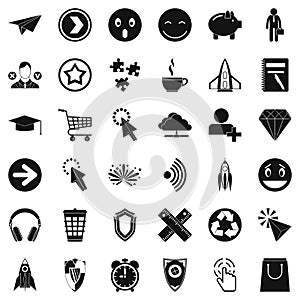 Computer pictogram icons set, simple style
