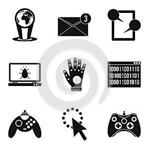 Computer play icons set, simple style