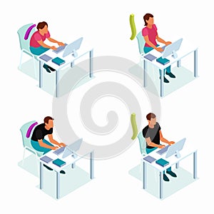 Computer Posture Isometric Concept