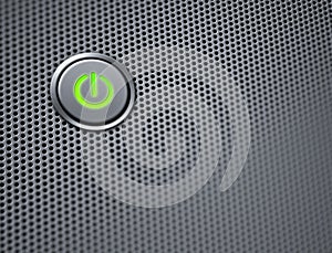 Computer power button on closeup