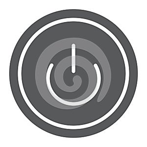Computer power button glyph icon, switch and computer, on off sign, vector graphics, a solid pattern on a white
