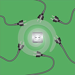 Computer power cords and outlet