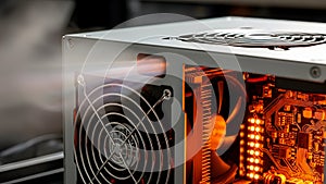 Computer Power Supply Unit Close-Up