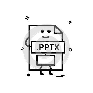 Computer pptx file format type icon vector design