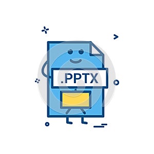 Computer pptx file format type icon vector design