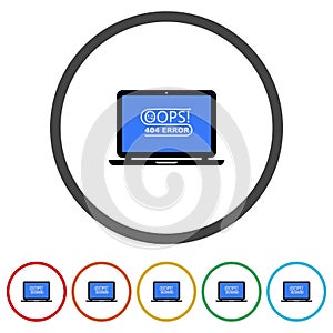 Computer it problem icon. Set icons in color circle buttons