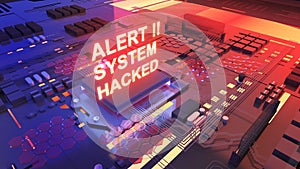 Computer processing work Notify a security alarm.computer system notification,Warning System failed,3d rendering