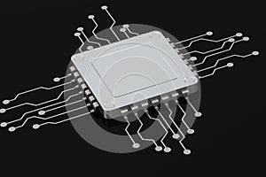 Computer processor on black background