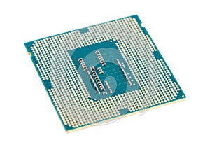 Computer processor chip (CPU) isolated on white