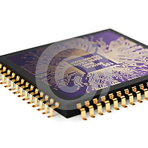 Computer Processor CPU Microchip Isolated on White