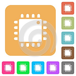Computer processor rounded square flat icons