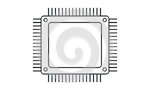 Computer processor icon flat style vector illustration.