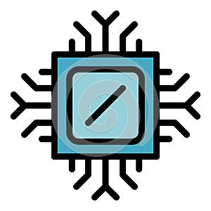 Computer processor icon color outline vector