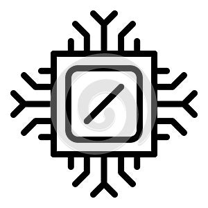 Computer processor icon, outline style
