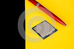 A computer processor for the LGA 1151 socket and a pen.