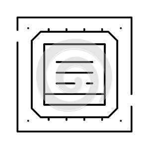 Computer processor microchip hardware flat line icon