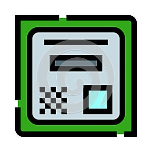 Computer processor microchip hardware icon illustrating technology