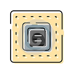 Computer processor unit flat line art illustration