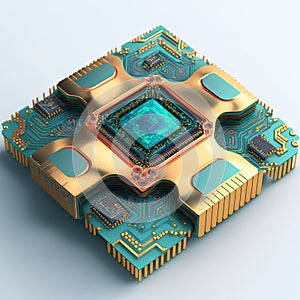 Computer processor on white background, created using generative ai technology