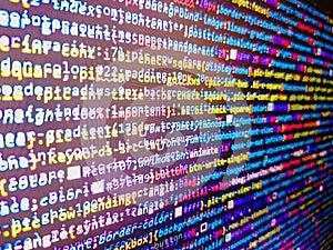 Computer program preview. Programing workflow abstract algorithm concept. Programming code abstract software technology background