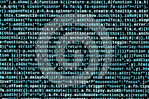 Computer program preview. Programming code typing. Information technology website coding standards for web design