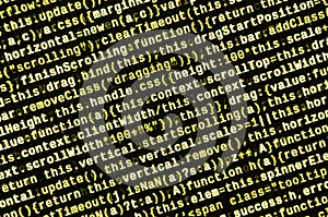 Computer program preview. Programming code typing. Information technology website coding standards for web design