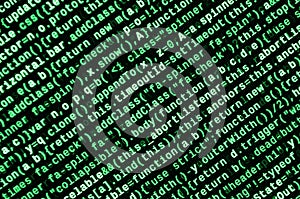 Computer program preview. Programming code typing. Information technology website coding standards for web design