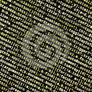Computer program preview. Programming code typing. Information technology website coding standards for web design