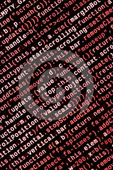 Computer program preview. Programming code typing. Information technology website coding standards for web design