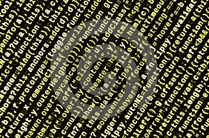 Computer program preview. Programming code typing. Information technology website coding standards for web design