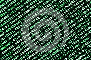 Computer program preview. Programming code typing. Information technology website coding standards for web design