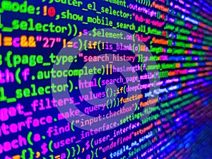 Computer program preview. Web developer programmer monitor screen display. Programming code abstract background screen of software